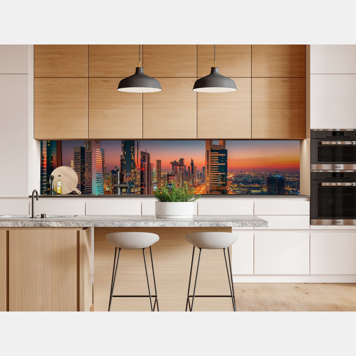 Naklejka repozycjonowalna panorama Dubaju o zmierzchu – Wallissimo® Naklejka repozycjonowalna panorama Dubaju o zmierzchu – Wallissimo®