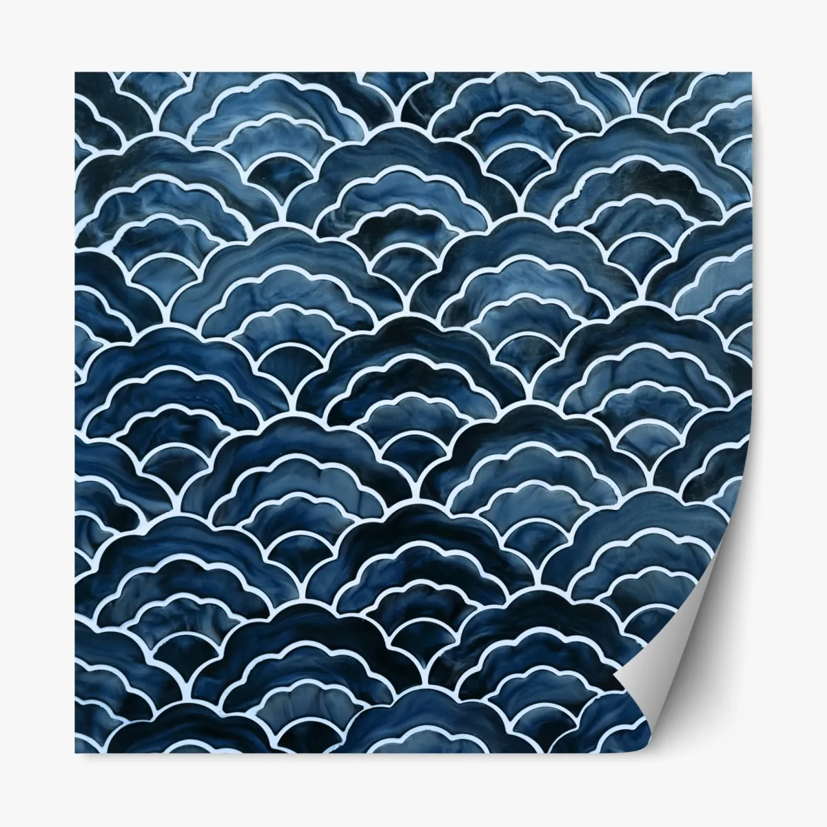 Naklejka repozycjonowalna japoński niebieski wzór seigaiha – Wallissimo® Naklejka repozycjonowalna japoński niebieski wzór seigaiha – Wallissimo®