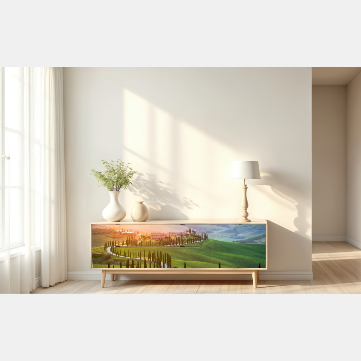 Naklejka repozycjonowalna wschód słońca w Toskanii – Wallissimo® Naklejka repozycjonowalna wschód słońca w Toskanii – Wallissimo®