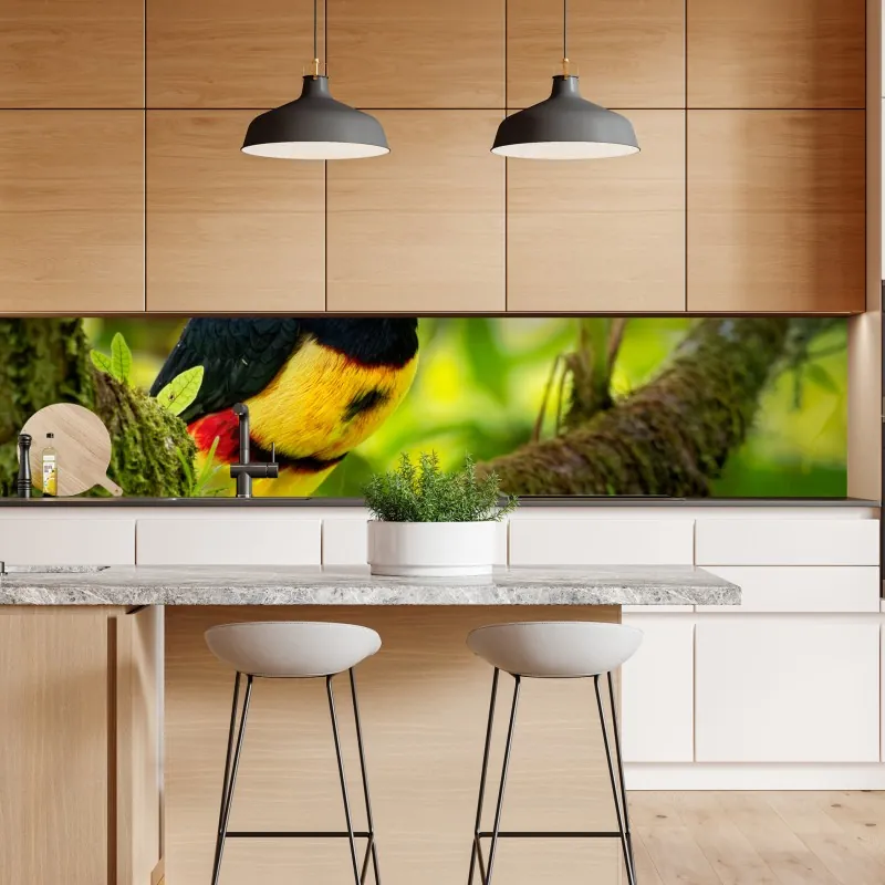 Naklejka repozycjonowalna tropikalne liście z geometrycznym wzorem – Wallissimo®