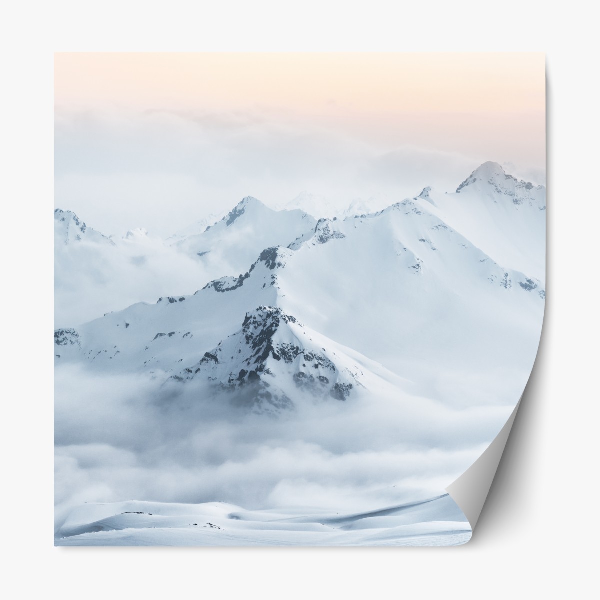 Repositionable sticker snowy peaks of the Caucasus at dawn
