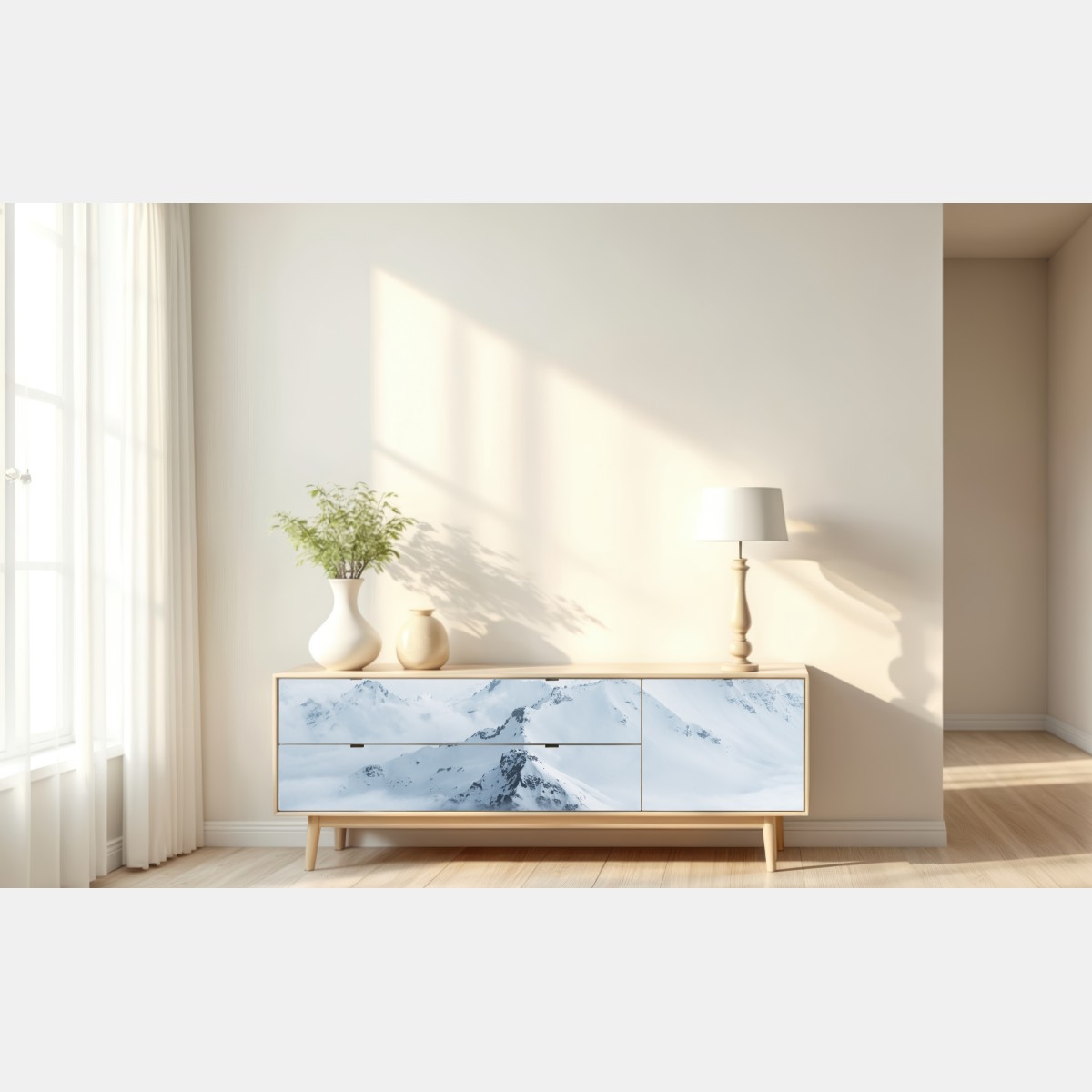 Naklejka repozycjonowalna śnieżne szczyty Kaukazu o świcie – Wallissimo® Naklejka repozycjonowalna śnieżne szczyty Kaukazu o świcie – Wallissimo®