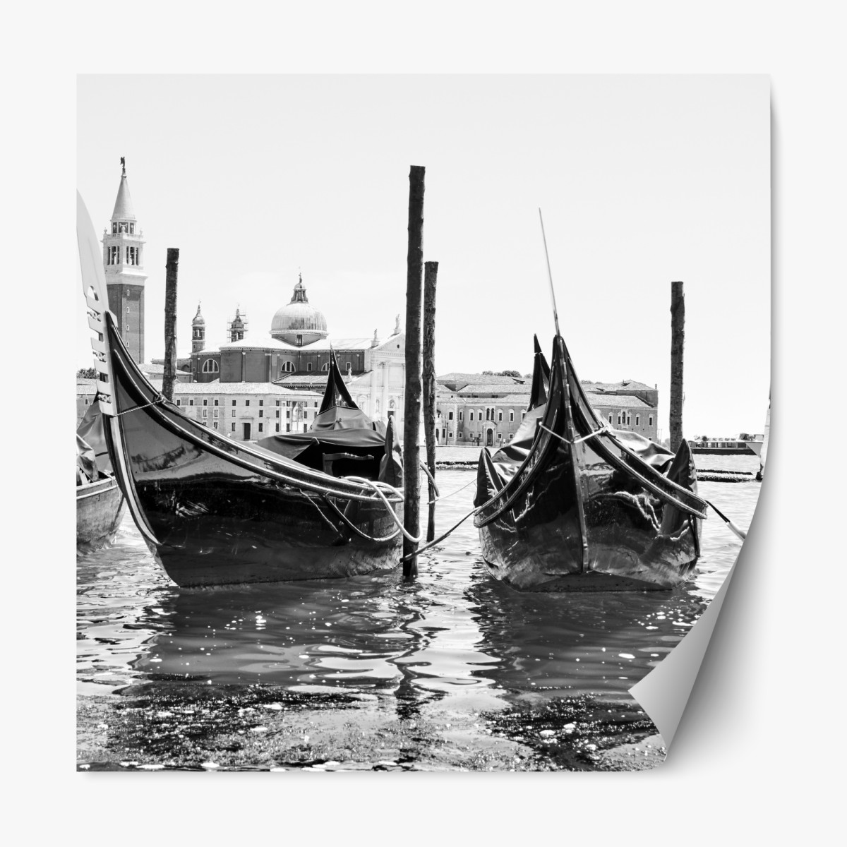 Repositionable sticker moored gondolas in Venice