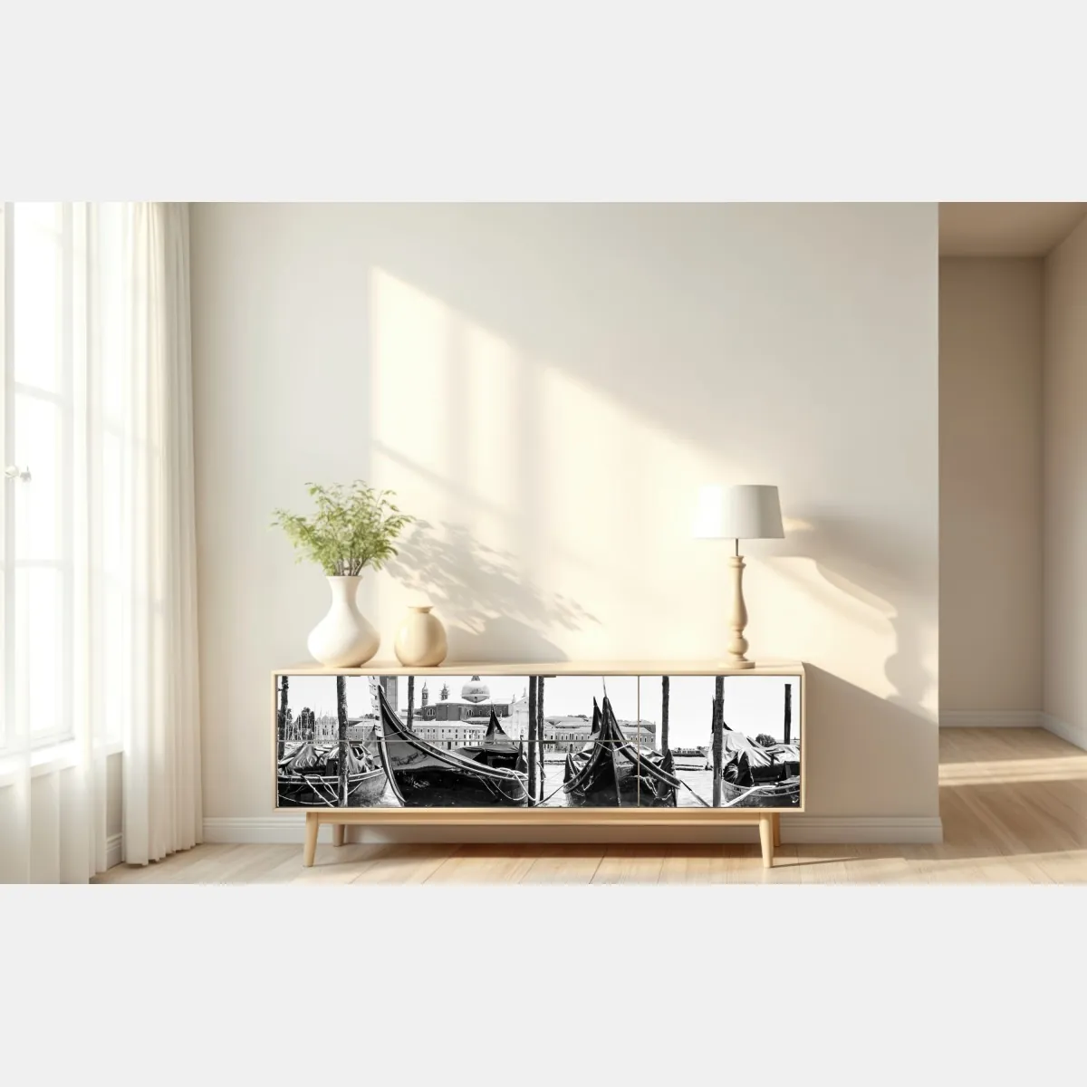 Naklejka repozycjonowalna gondole przy kei w Wenecji – Wallissimo® Naklejka repozycjonowalna gondole przy kei w Wenecji – Wallissimo®