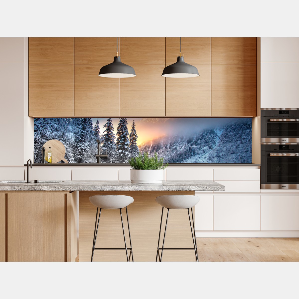 Naklejka repozycjonowalna zima o wschodzie nad zaśnieżonym jeziorem górskim – Wallissimo® Naklejka repozycjonowalna zima o wschodzie nad zaśnieżonym jeziorem górskim – Wallissimo®