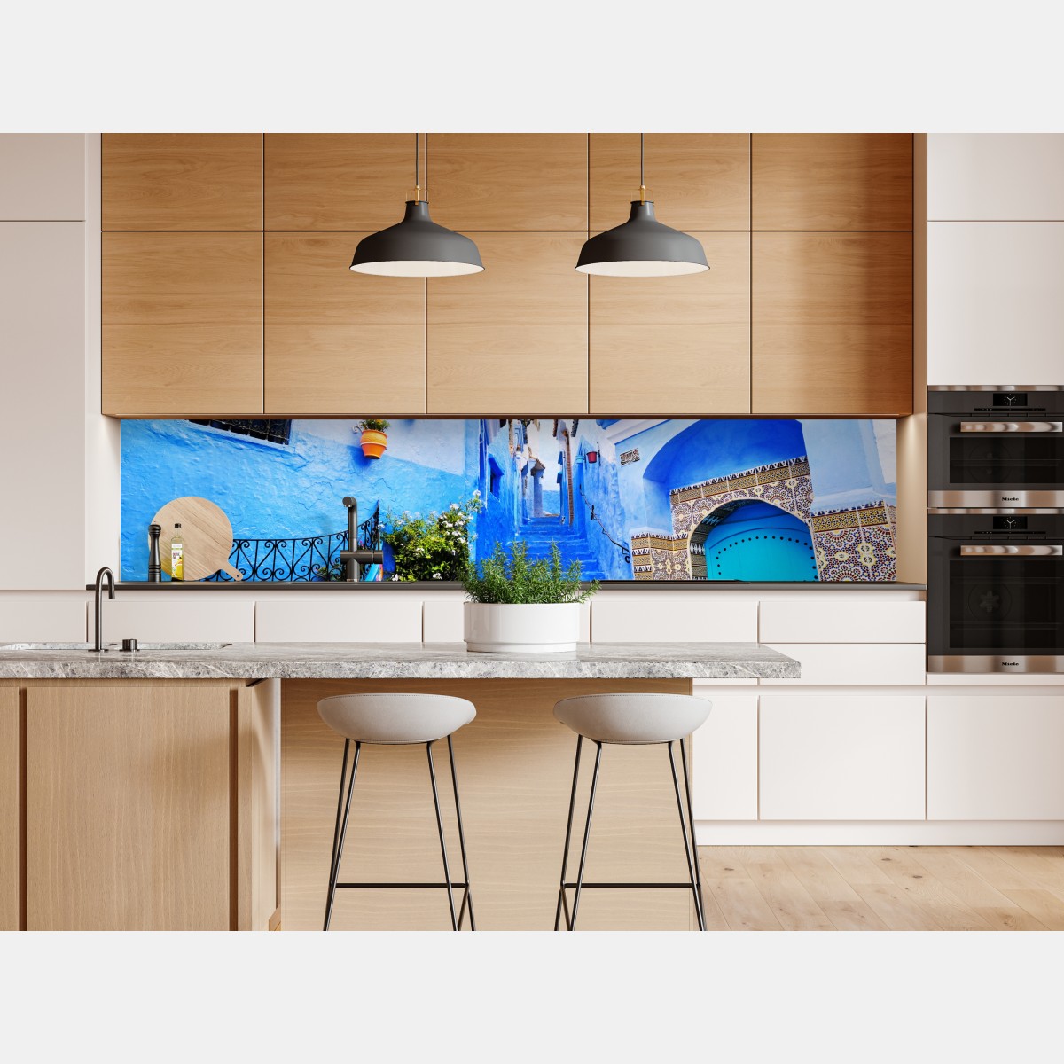 Naklejka repozycjonowalna niebieska uliczka w Chefchaouen – Wallissimo® Naklejka repozycjonowalna niebieska uliczka w Chefchaouen – Wallissimo®