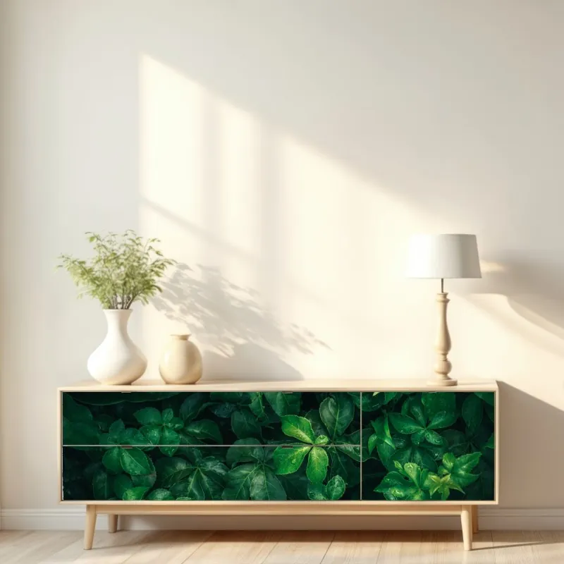 Naklejka repozycjonowalna złoty wzór liści na białym tle – Wallissimo®