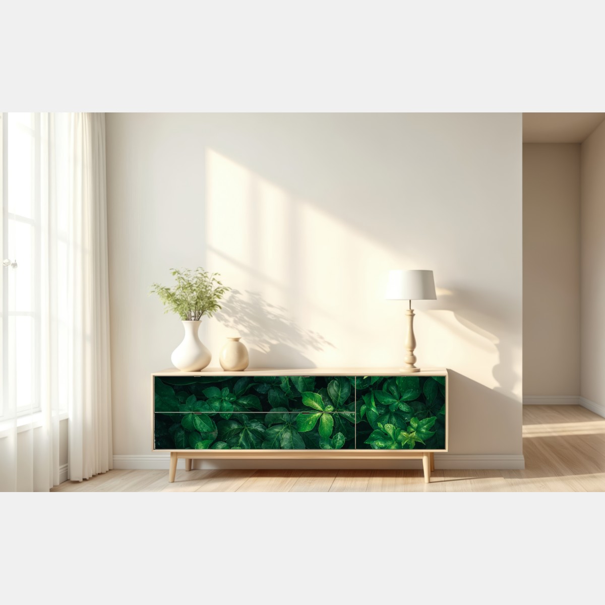 Naklejka repozycjonowalna bujne tropikalne zielone liście – Wallissimo® Naklejka repozycjonowalna bujne tropikalne zielone liście – Wallissimo®