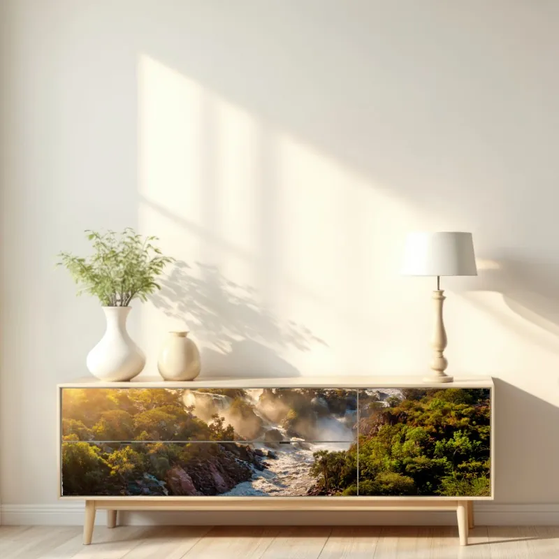 Naklejka repozycjonowalna wschód słońca nad Wodospadami Epupa – Wallissimo® Naklejka repozycjonowalna wschód słońca nad Wodospadami Epupa – Wallissimo®