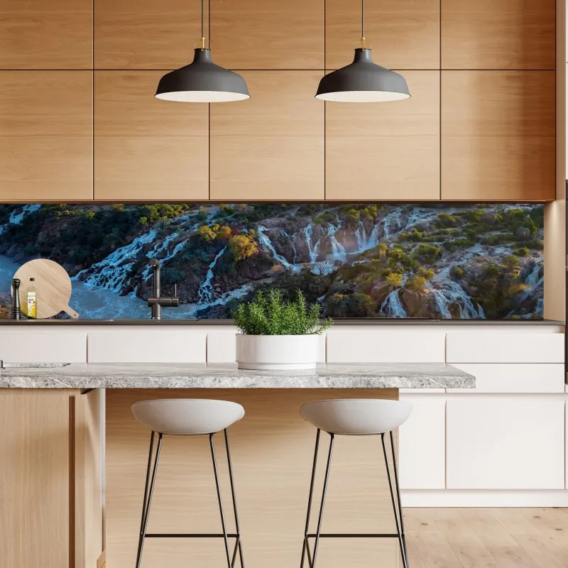 Naklejka repozycjonowalna wschód słońca nad Epupa Falls i rzeką Kunene – Wallissimo® Naklejka repozycjonowalna wschód słońca nad Epupa Falls i rzeką Kunene – Wallissimo®