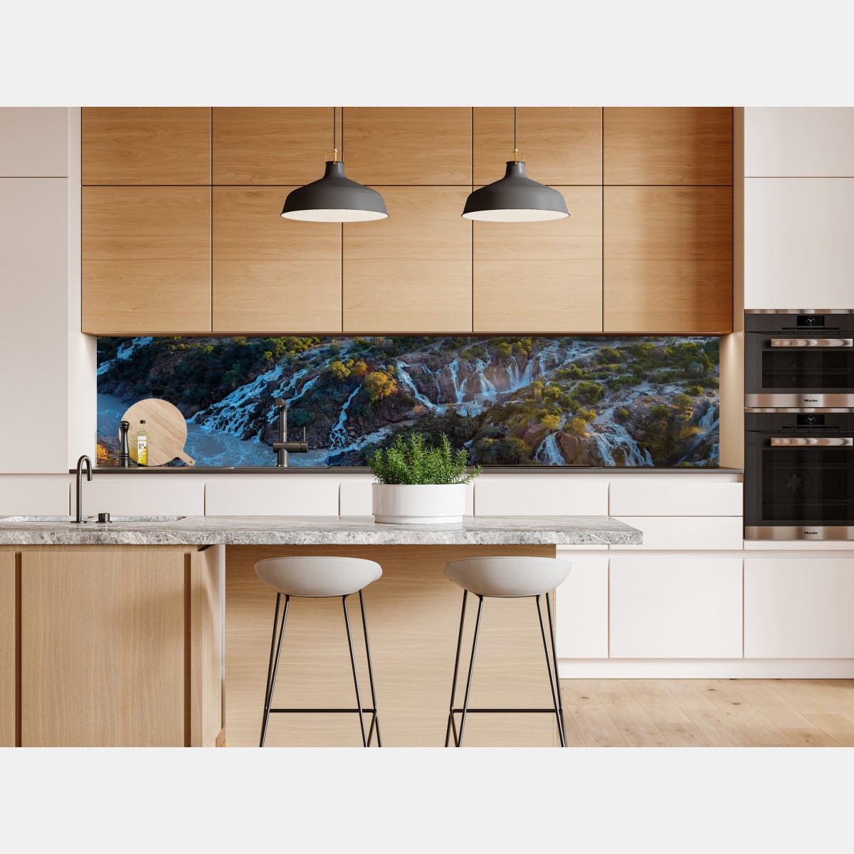 Naklejka repozycjonowalna wschód słońca nad Epupa Falls i rzeką Kunene – Wallissimo® Naklejka repozycjonowalna wschód słońca nad Epupa Falls i rzeką Kunene – Wallissimo®