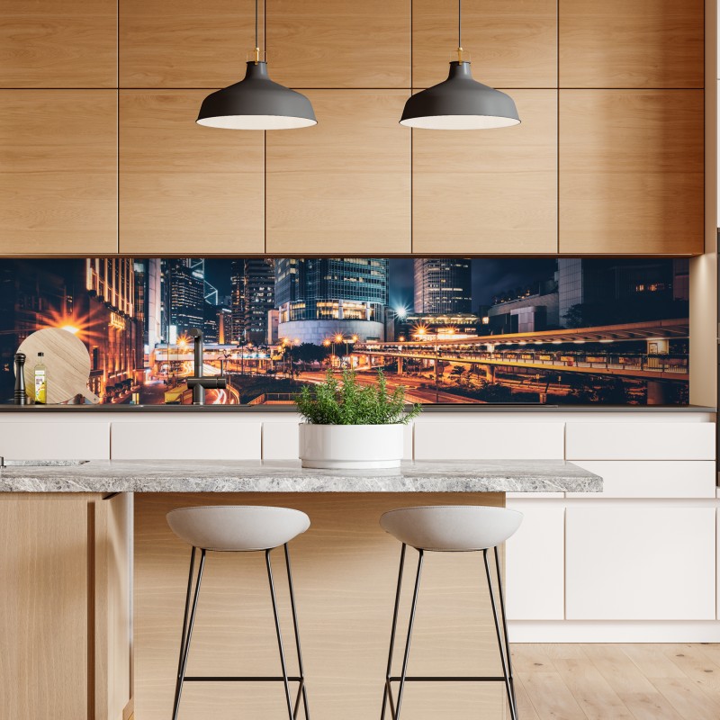 Naklejka repozycjonowalna nocne smugi świetlne nad miejską autostradą – Wallissimo® Naklejka repozycjonowalna nocne smugi świetlne nad miejską autostradą – Wallissimo®