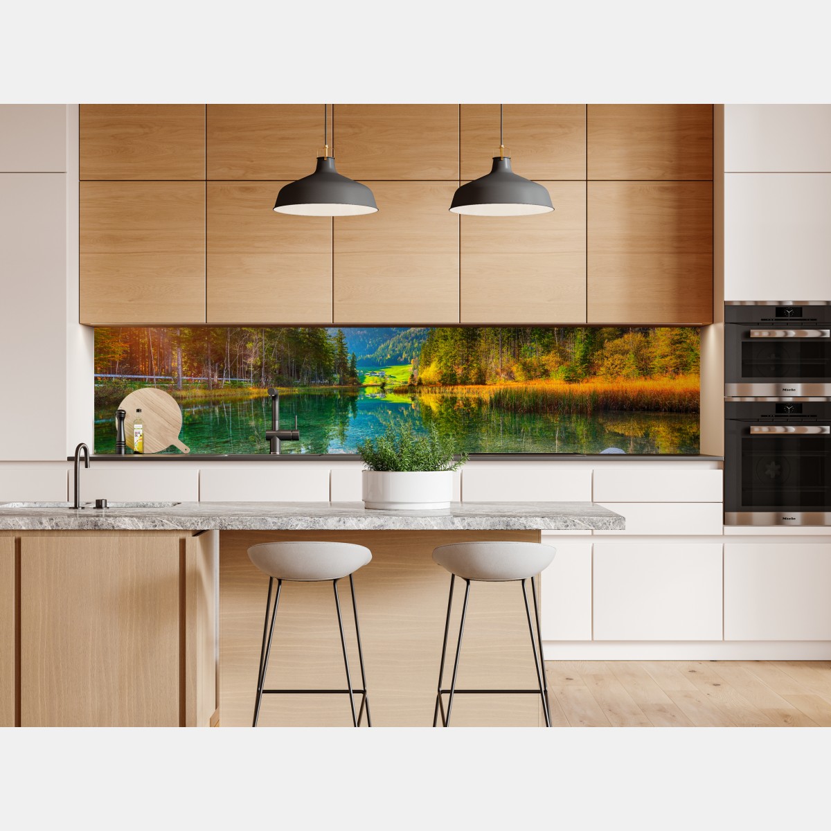 Naklejka repozycjonowalna jezioro Hintersee jesienny zachód i odbicie – Wallissimo® Naklejka repozycjonowalna jezioro Hintersee jesienny zachód i odbicie – Wallissimo®