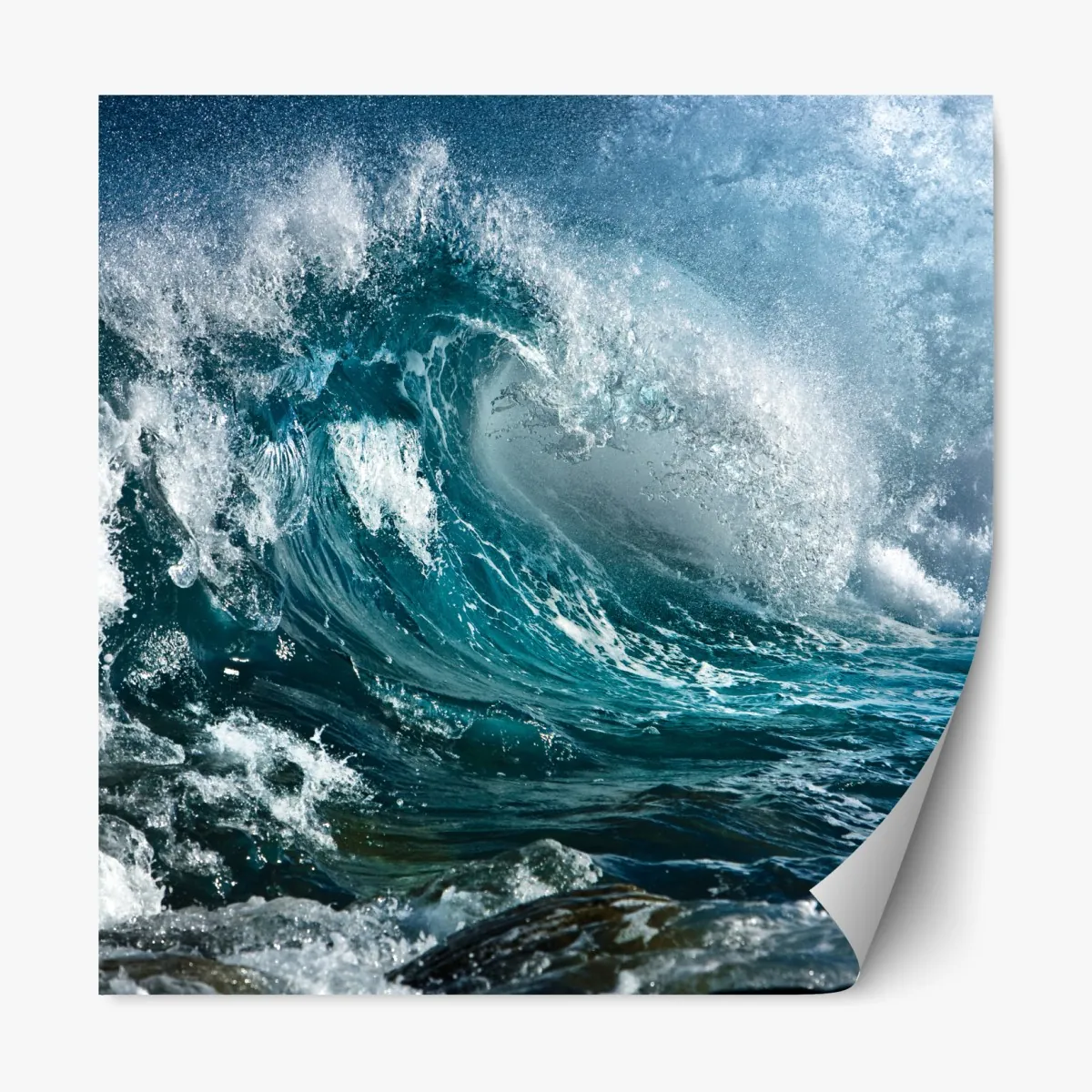 Naklejka repozycjonowalna turkusowa fala oceanu w ruchu – Wallissimo® Naklejka repozycjonowalna turkusowa fala oceanu w ruchu – Wallissimo®