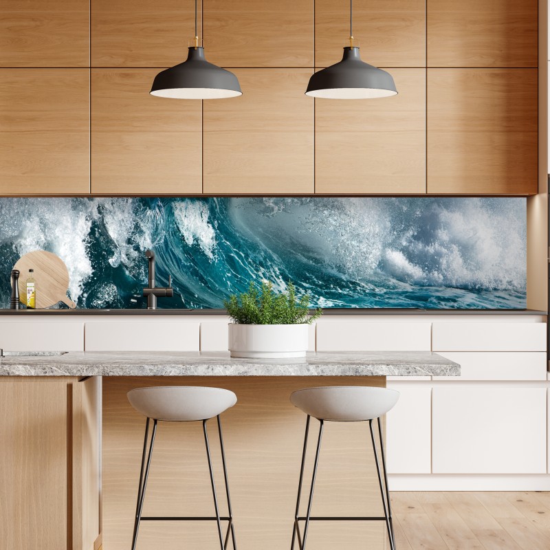 Naklejka repozycjonowalna turkusowa fala oceanu w ruchu – Wallissimo® Naklejka repozycjonowalna turkusowa fala oceanu w ruchu – Wallissimo®