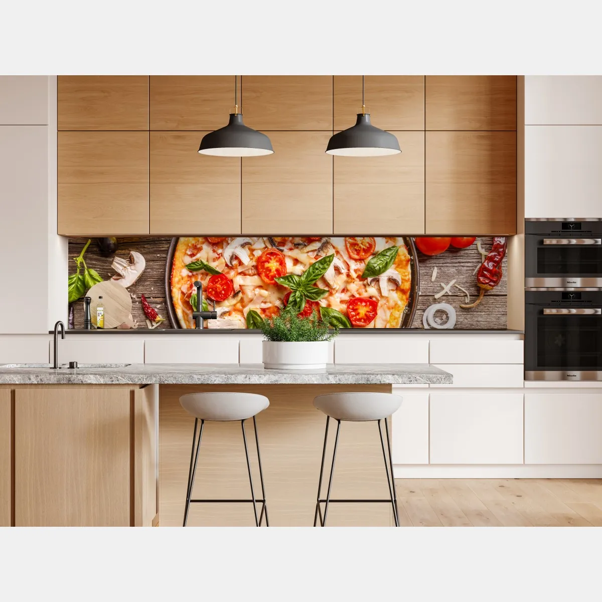 Naklejka repozycjonowalna świeża pizza z bazylią i pomidorkami koktajlowymi – Wallissimo® Naklejka repozycjonowalna świeża pizza z bazylią i pomidorkami koktajlowymi – Wallissimo®