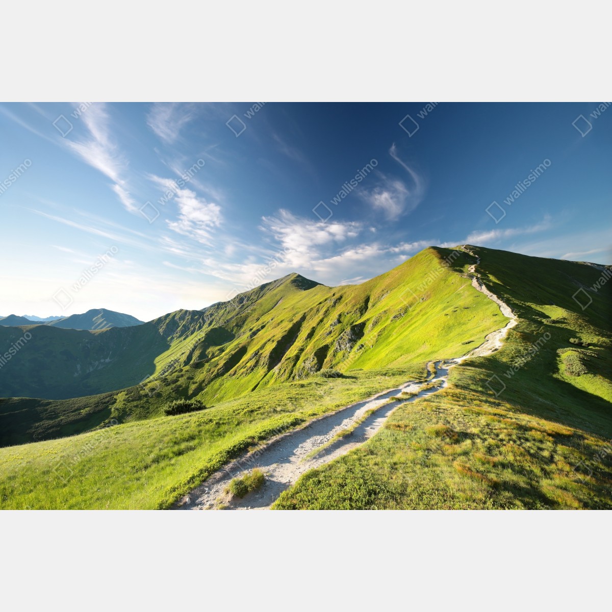 Naklejka repozycjonowalna słoneczny grzbiet górski ze ścieżką – Wallissimo® Naklejka repozycjonowalna słoneczny grzbiet górski ze ścieżką – Wallissimo®