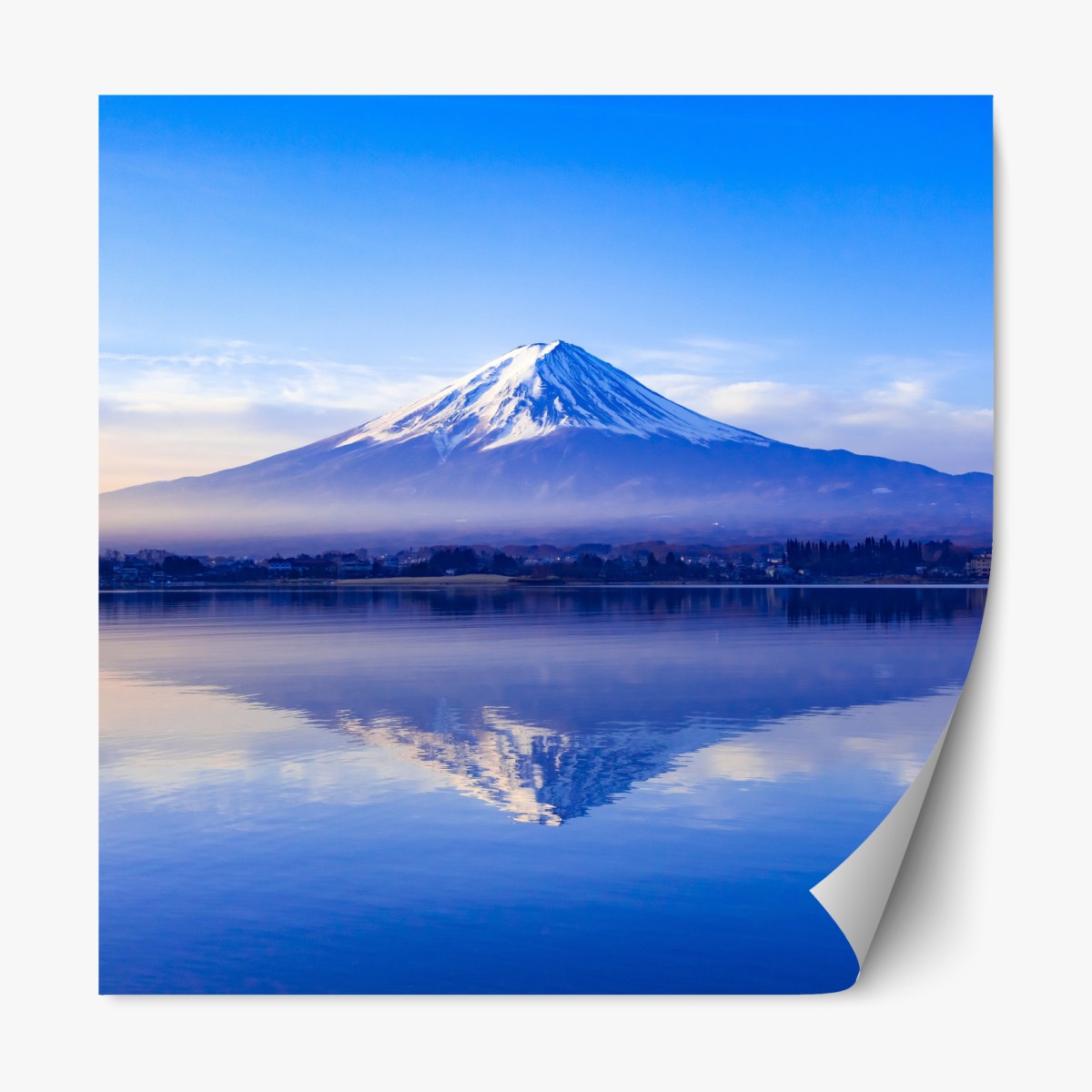 Repositionable sticker Mount Fuji morning reflection over calm lake