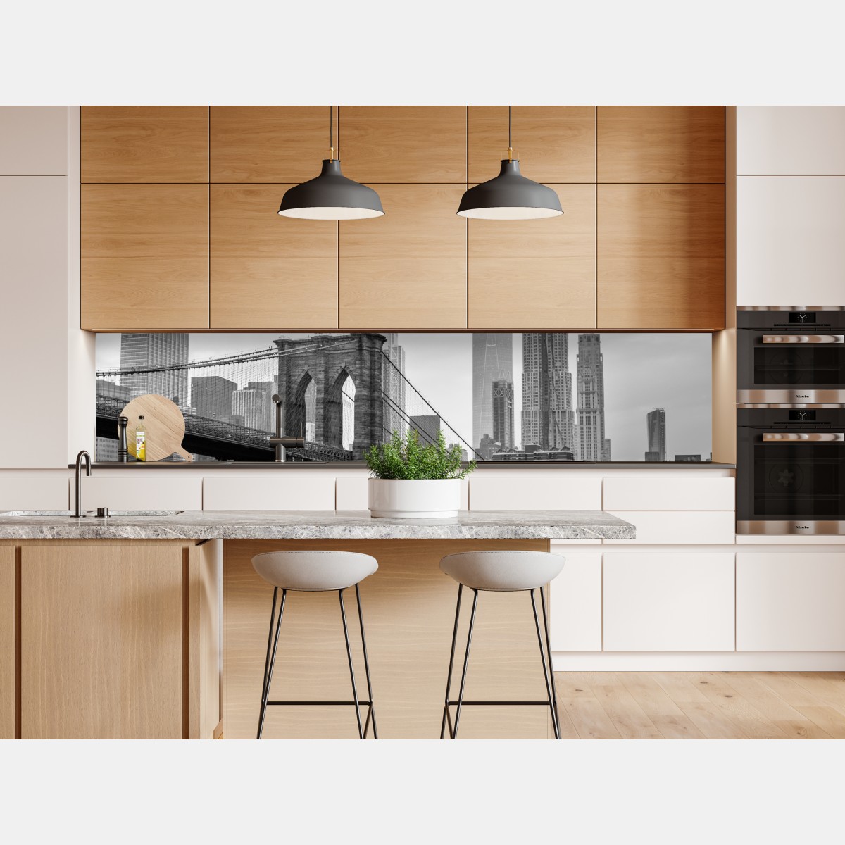 Naklejka repozycjonowalna most brooklyński i panorama Nowego Jorku w odcieniach szarości – Wallissimo® Naklejka repozycjonowalna most brooklyński i panorama Nowego Jorku w odcieniach szarości – Wallissimo®