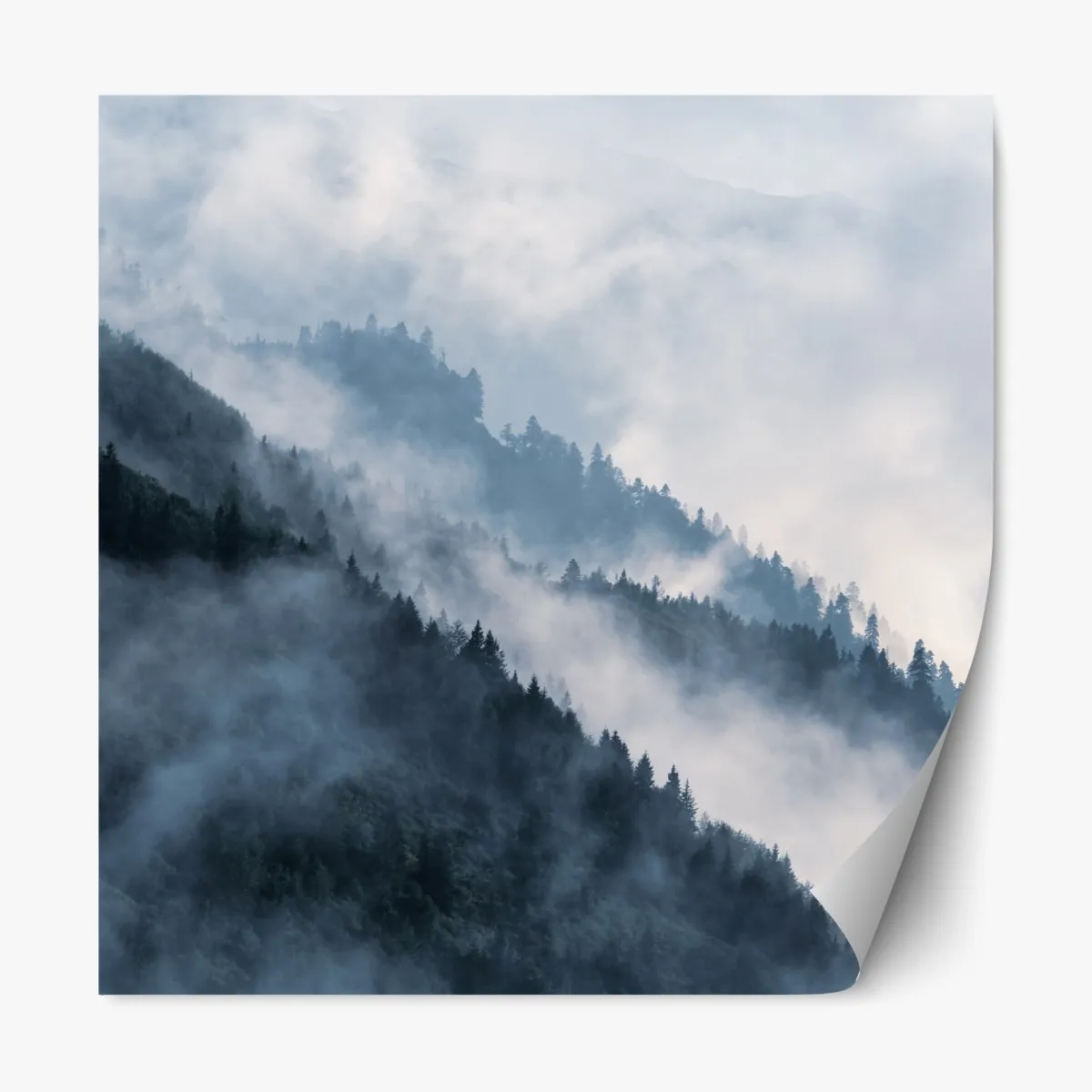 Naklejka repozycjonowalna mglista górska panorama – Wallissimo® Naklejka repozycjonowalna mglista górska panorama – Wallissimo®
