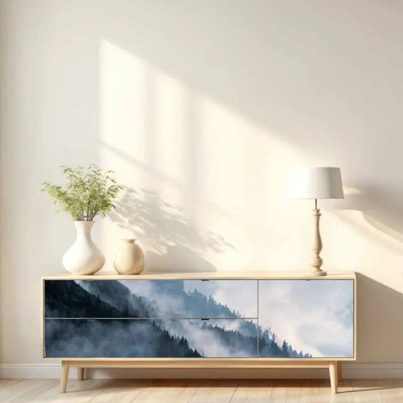 Naklejka repozycjonowalna słoneczna leśna ścieżka wśród sosen – Wallissimo®