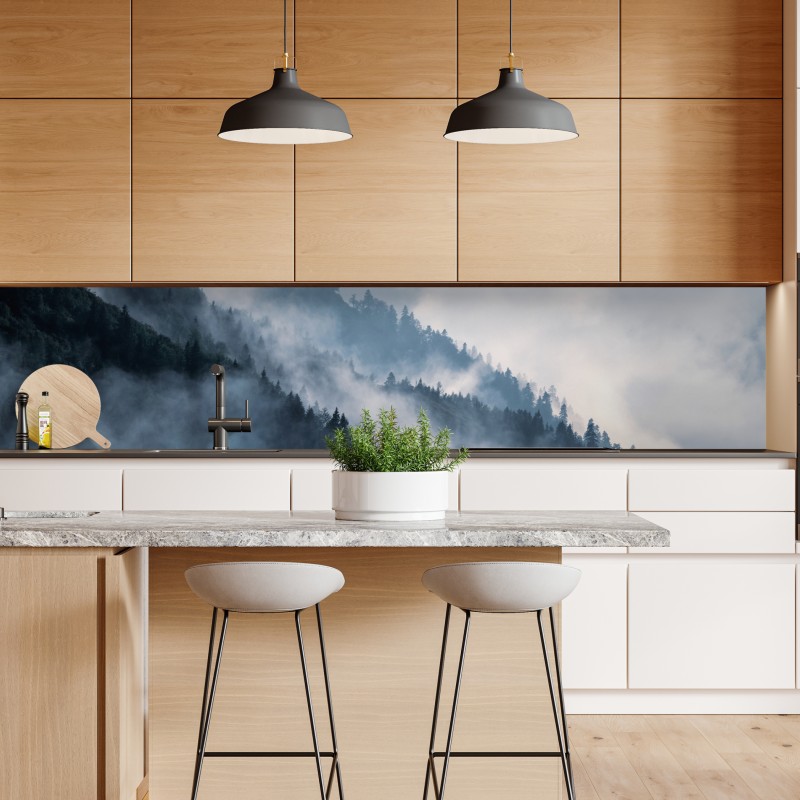 Naklejka repozycjonowalna mglista górska panorama – Wallissimo® Naklejka repozycjonowalna mglista górska panorama – Wallissimo®