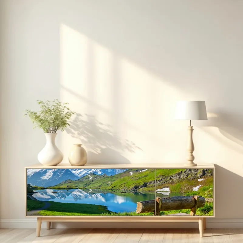 Naklejka repozycjonowalna zimowa mgła nad lasem iglastym – Wallissimo®