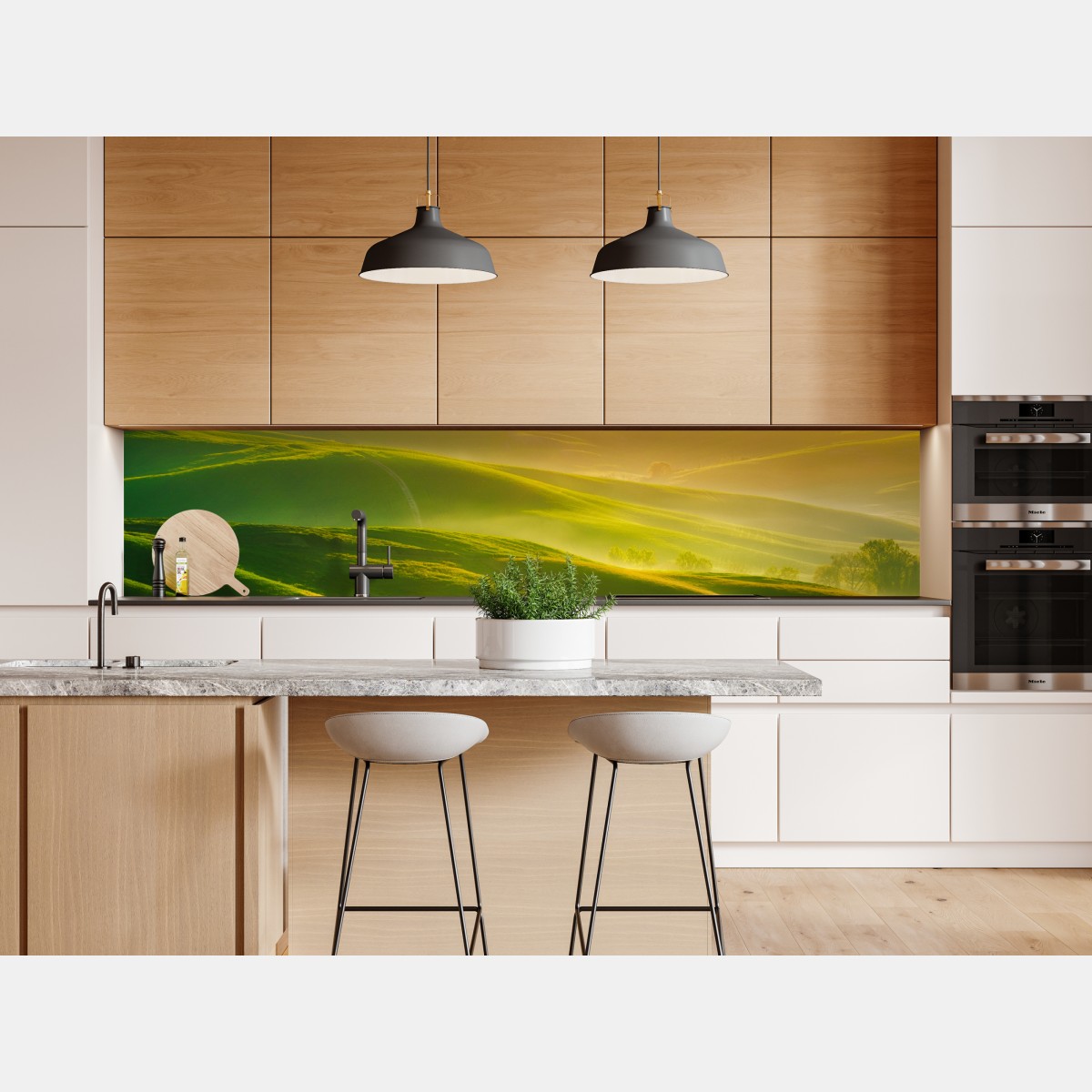 Naklejka repozycjonowalna złoty wschód słońca nad zielonymi falującymi wzgórzami – Wallissimo® Naklejka repozycjonowalna złoty wschód słońca nad zielonymi falującymi wzgórzami – Wallissimo®