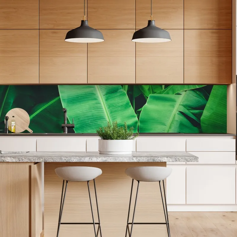 Naklejka repozycjonowalna tropikalne liście bananowca – Wallissimo® Naklejka repozycjonowalna tropikalne liście bananowca – Wallissimo®