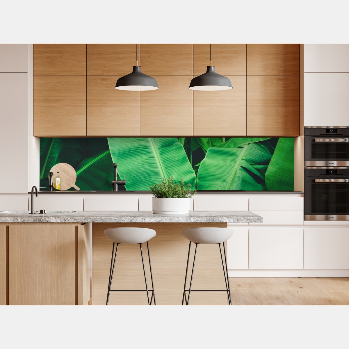 Naklejka repozycjonowalna tropikalne liście bananowca – Wallissimo® Naklejka repozycjonowalna tropikalne liście bananowca – Wallissimo®