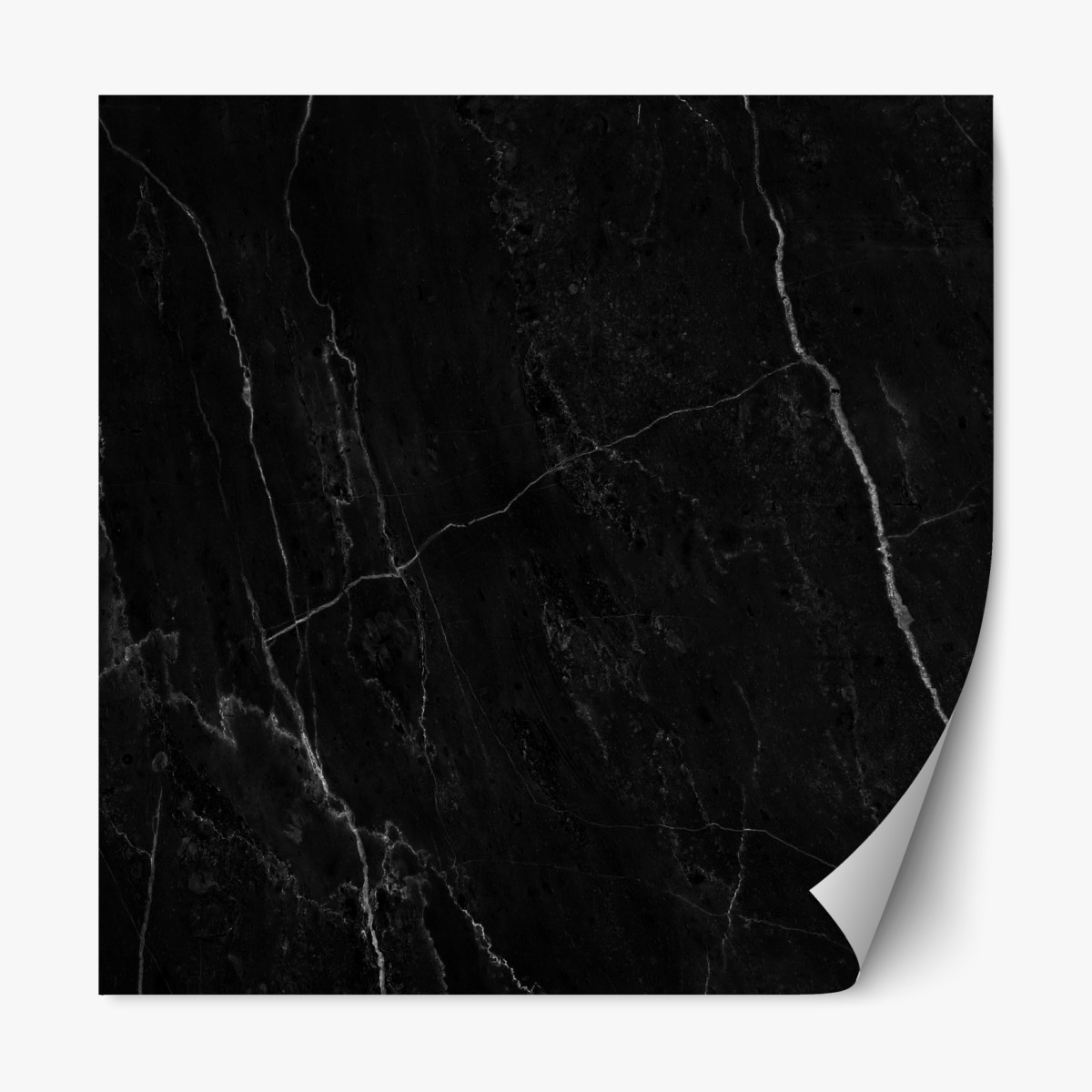 Repositionable sticker black marble with white veins