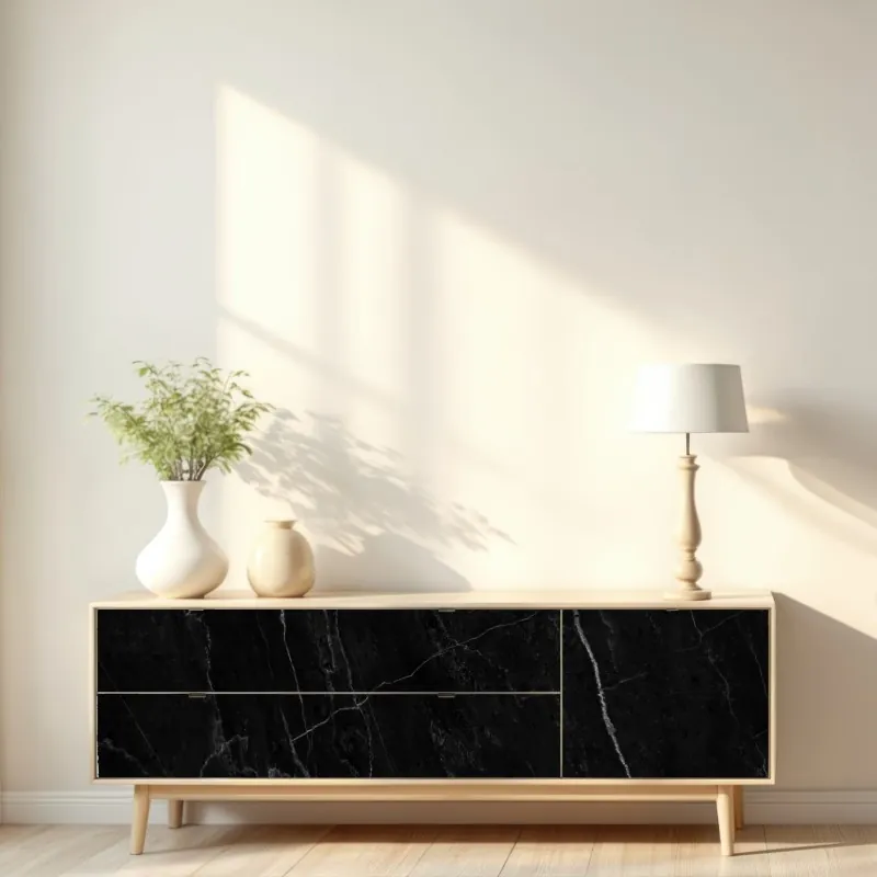 Naklejka repozycjonowalna akwarelowe liście eukaliptusa na ciemnym tle – Wallissimo®