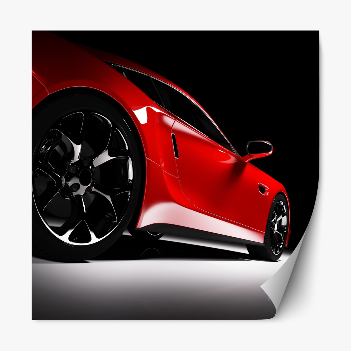 Repositionable sticker red sports car close-up