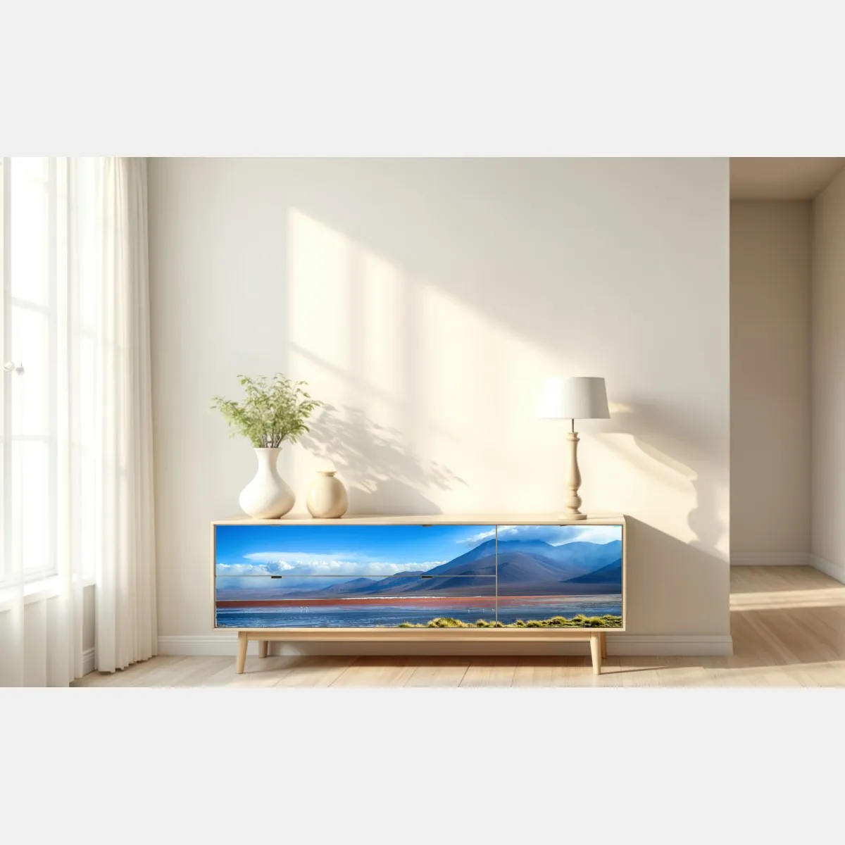 Naklejka repozycjonowalna spokojna laguna górska – Wallissimo® Naklejka repozycjonowalna spokojna laguna górska – Wallissimo®