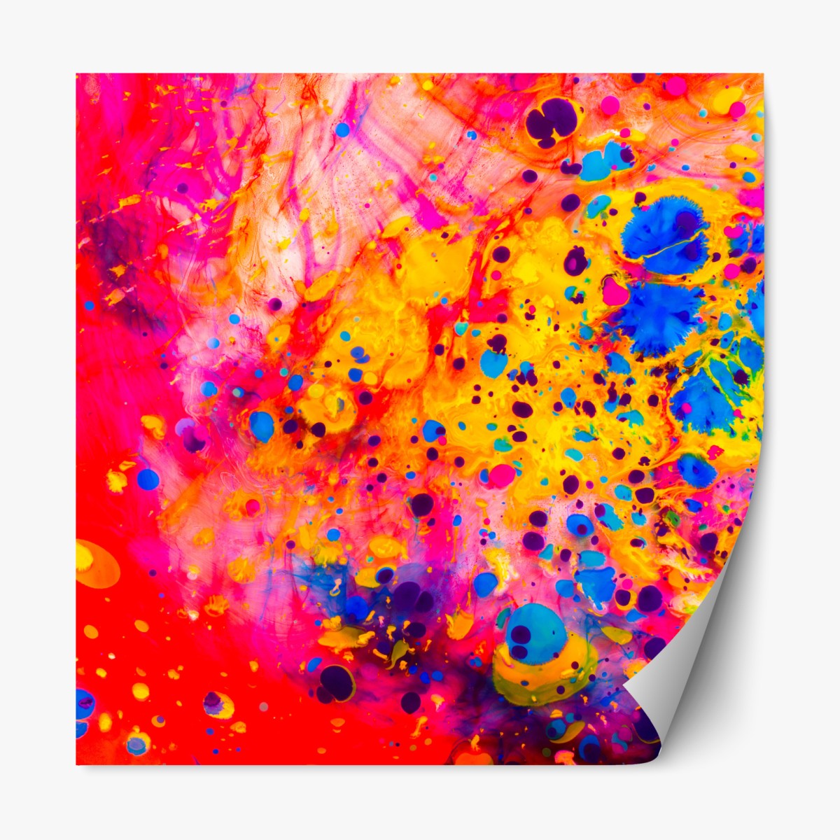 Repositionable sticker Ottoman marbling abstract in vibrant colors