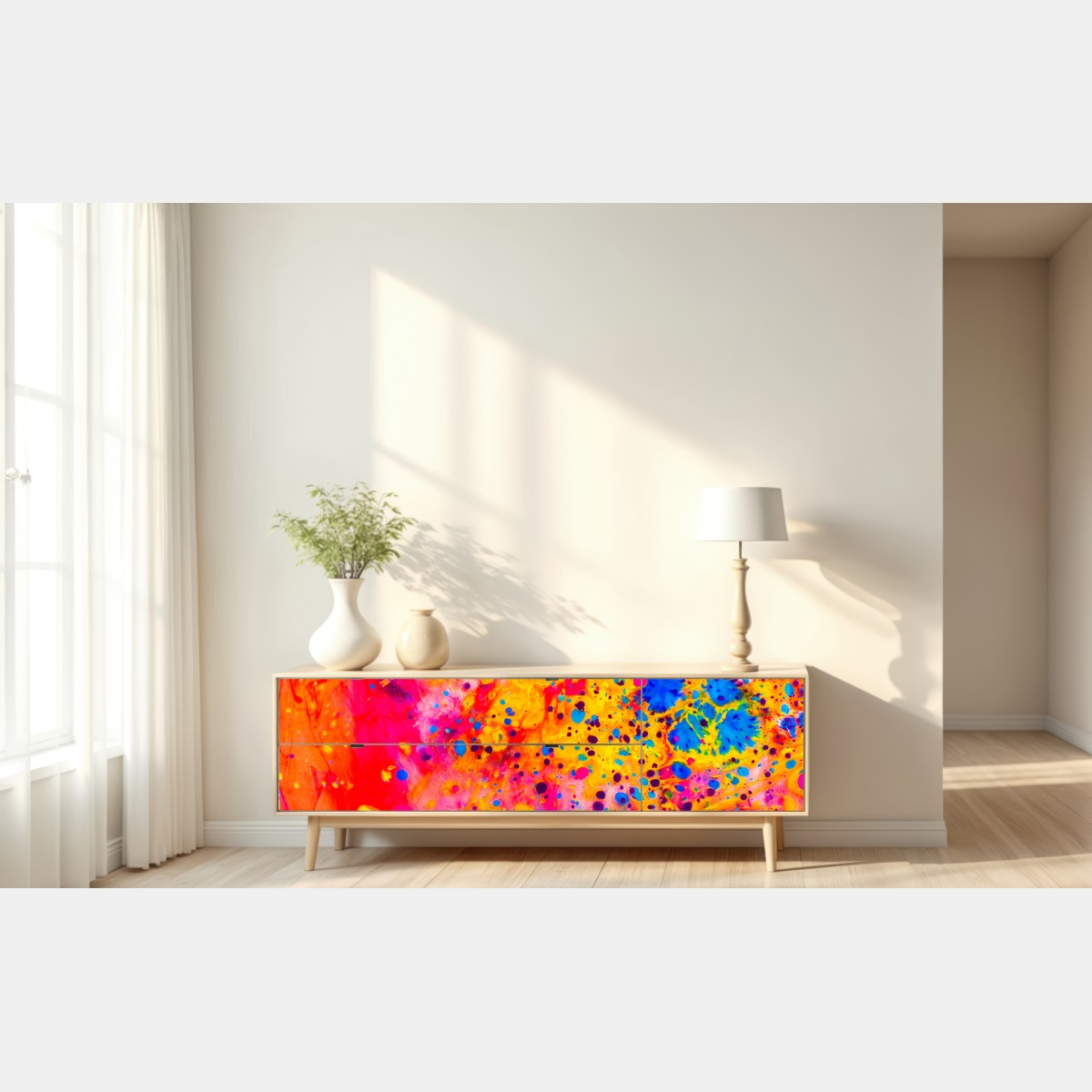 Naklejka repozycjonowalna marmurkowanie ebru w żywych kolorach – Wallissimo® Naklejka repozycjonowalna marmurkowanie ebru w żywych kolorach – Wallissimo®