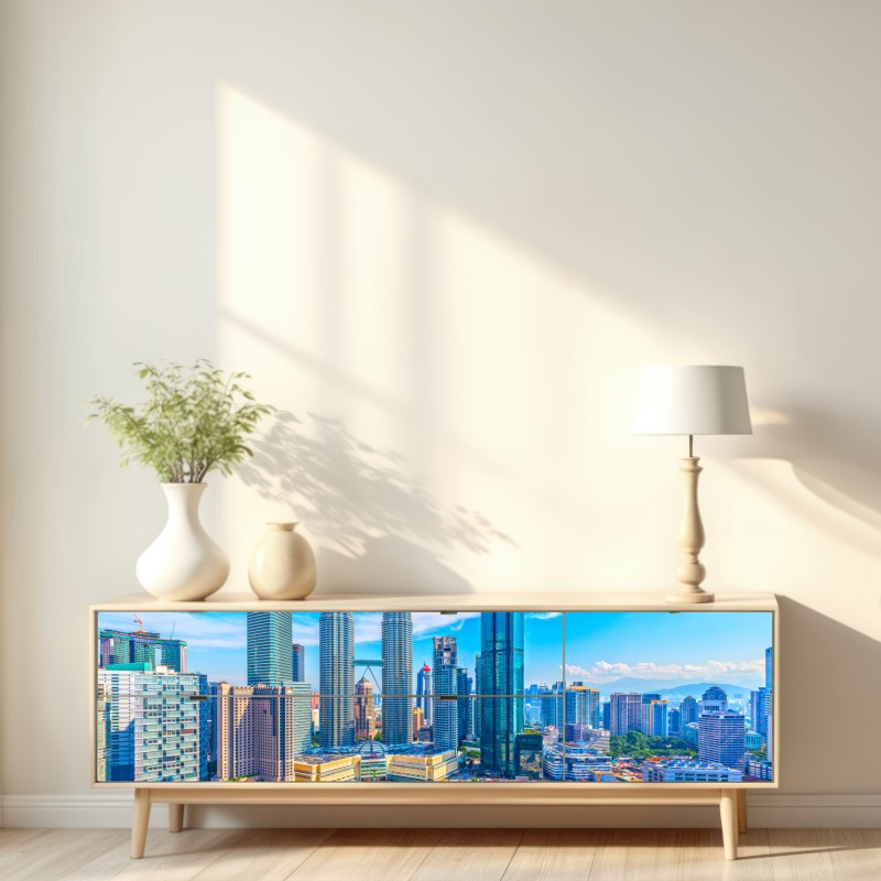 Naklejka repozycjonowalna Kuala Lumpur panorama z wieżami Petronas – Wallissimo® Naklejka repozycjonowalna Kuala Lumpur panorama z wieżami Petronas – Wallissimo®