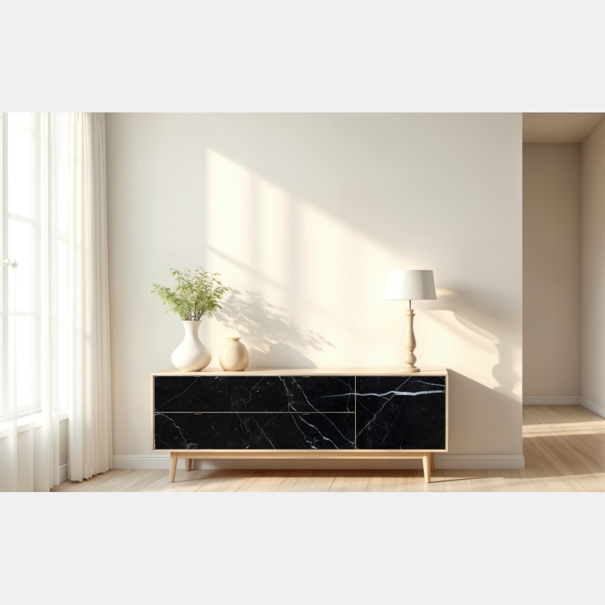Naklejka repozycjonowalna czarny marmur marquina do nowoczesnych wnętrz – Wallissimo® Naklejka repozycjonowalna czarny marmur marquina do nowoczesnych wnętrz – Wallissimo®