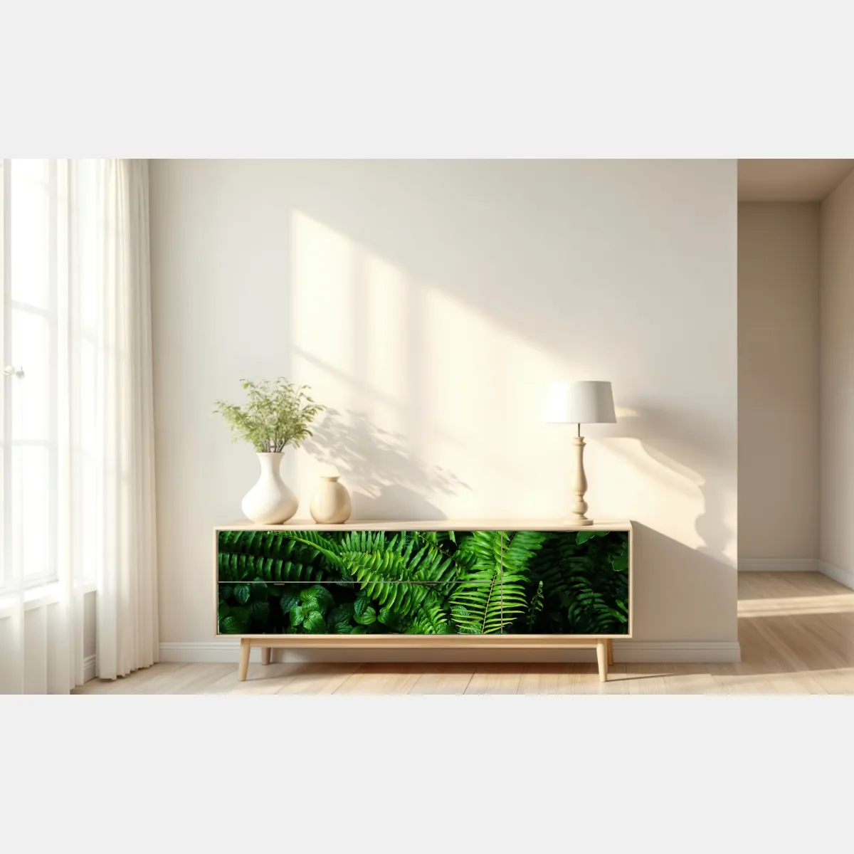 Naklejka repozycjonowalna bujne tropikalne liście paproci – Wallissimo® Naklejka repozycjonowalna bujne tropikalne liście paproci – Wallissimo®