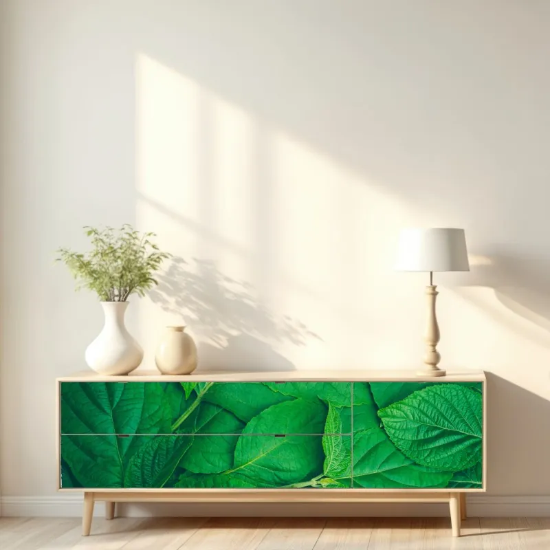 Naklejka repozycjonowalna soczyste zielone liście – Wallissimo® Naklejka repozycjonowalna soczyste zielone liście – Wallissimo®