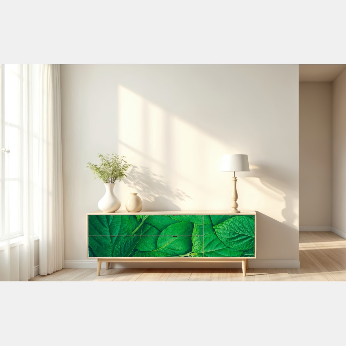 Naklejka repozycjonowalna soczyste zielone liście – Wallissimo® Naklejka repozycjonowalna soczyste zielone liście – Wallissimo®