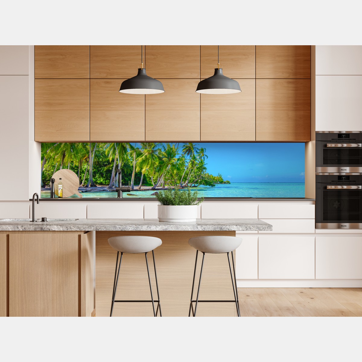 Naklejka repozycjonowalna tropikalna plaża z palmami – Wallissimo® Naklejka repozycjonowalna tropikalna plaża z palmami – Wallissimo®