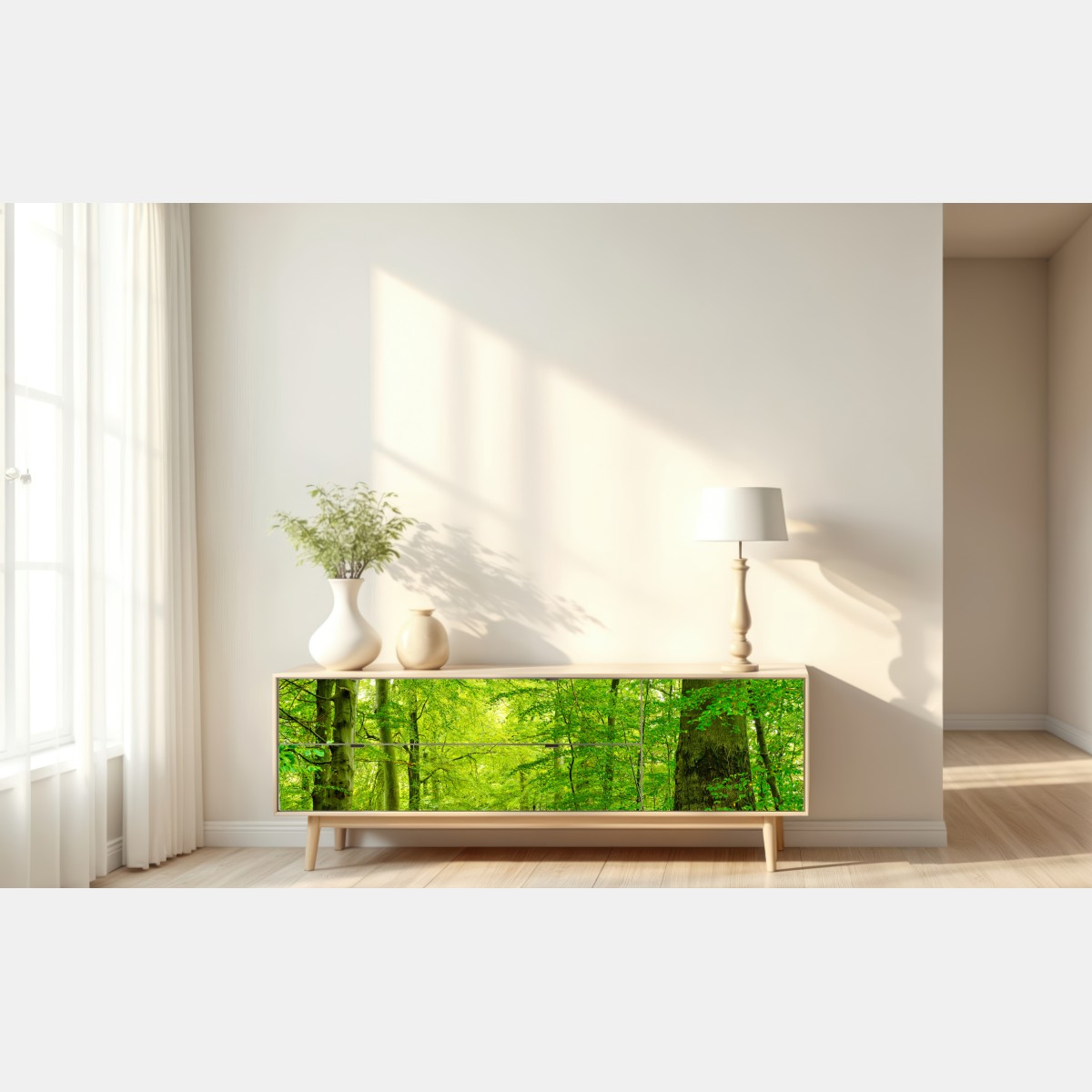 Naklejka repozycjonowalna spokojna zielona leśna ścieżka – Wallissimo® Naklejka repozycjonowalna spokojna zielona leśna ścieżka – Wallissimo®