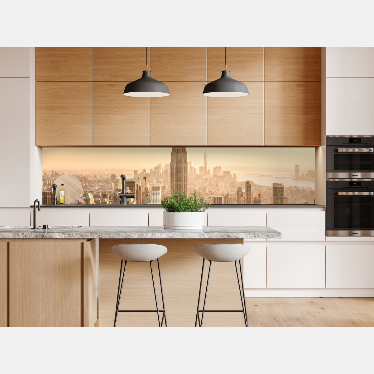 Naklejka repozycjonowalna panorama Nowego Jorku o złotej porze – Wallissimo® Naklejka repozycjonowalna panorama Nowego Jorku o złotej porze – Wallissimo®