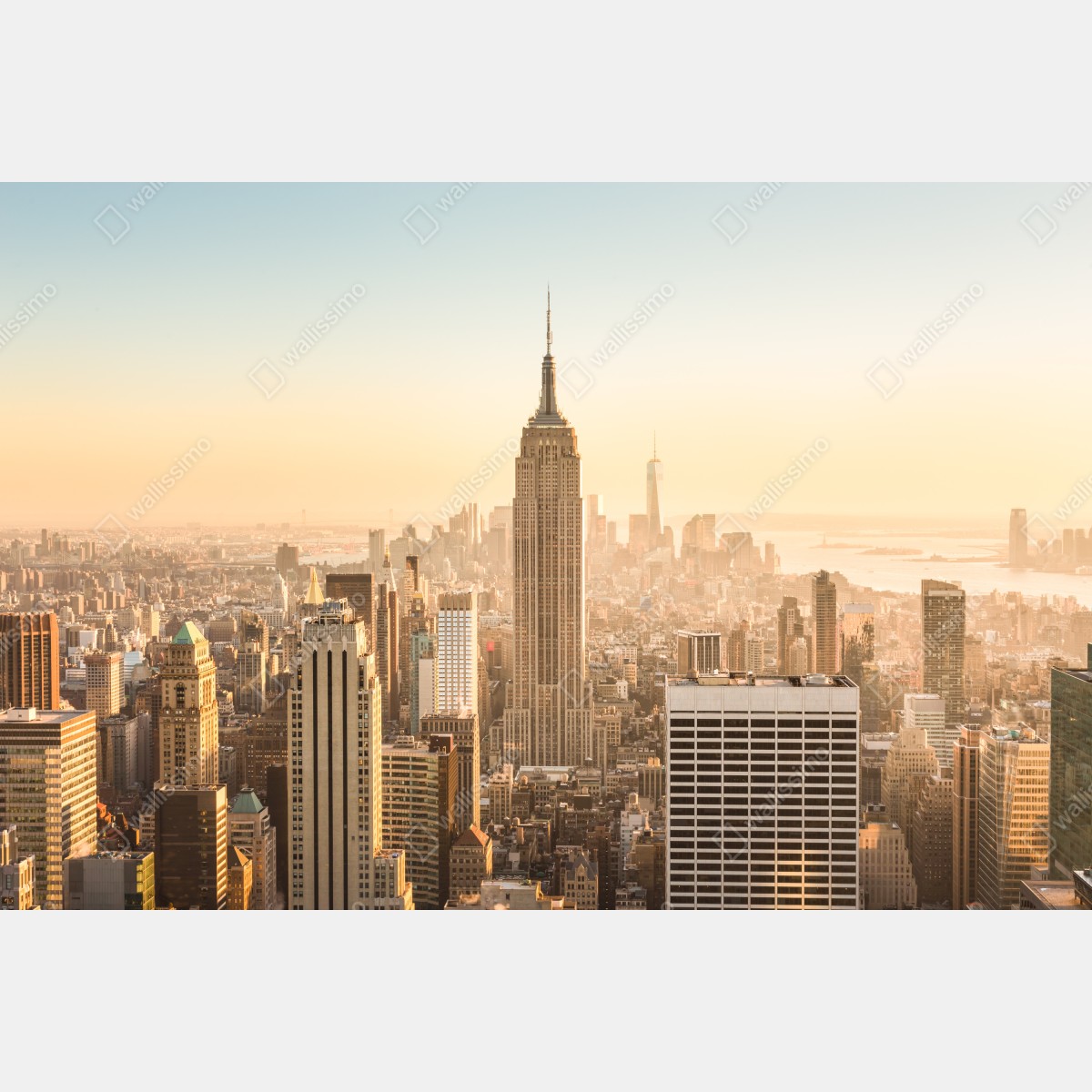 Naklejka repozycjonowalna panorama Nowego Jorku o złotej porze – Wallissimo® Naklejka repozycjonowalna panorama Nowego Jorku o złotej porze – Wallissimo®