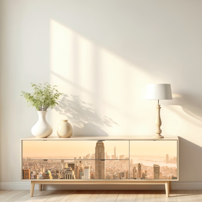 Naklejka repozycjonowalna panorama Nowego Jorku o złotej porze – Wallissimo® Naklejka repozycjonowalna panorama Nowego Jorku o złotej porze – Wallissimo®