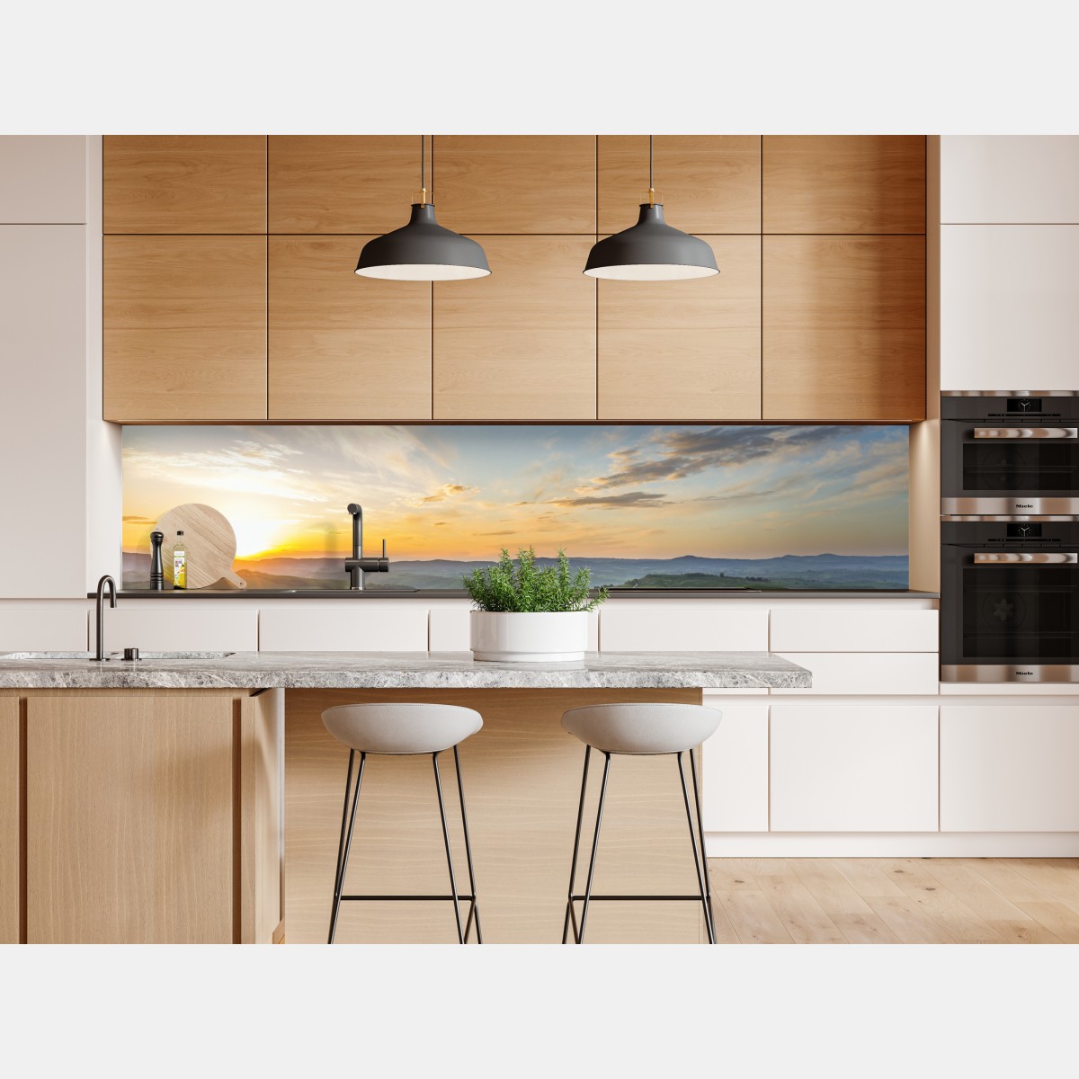 Naklejka repozycjonowalna wschód słońca nad łąką we Włoszech – Wallissimo® Naklejka repozycjonowalna wschód słońca nad łąką we Włoszech – Wallissimo®