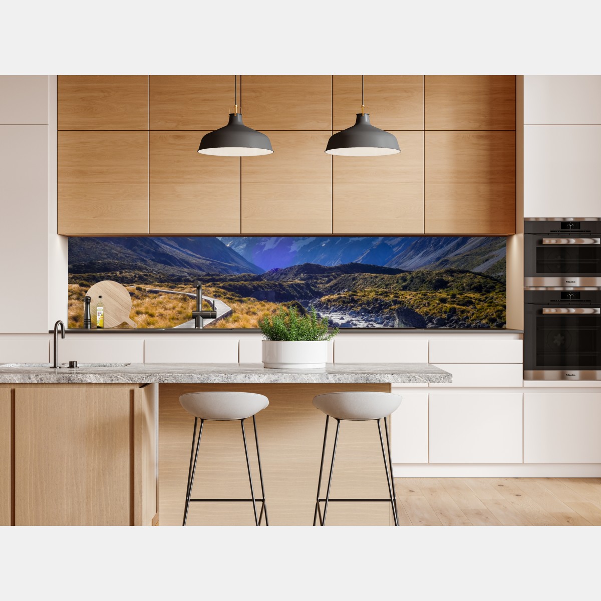 Naklejka repozycjonowalna pomost Hooker Valley z widokiem na Aoraki Mount Cook – Wallissimo® Naklejka repozycjonowalna pomost Hooker Valley z widokiem na Aoraki Mount Cook – Wallissimo®