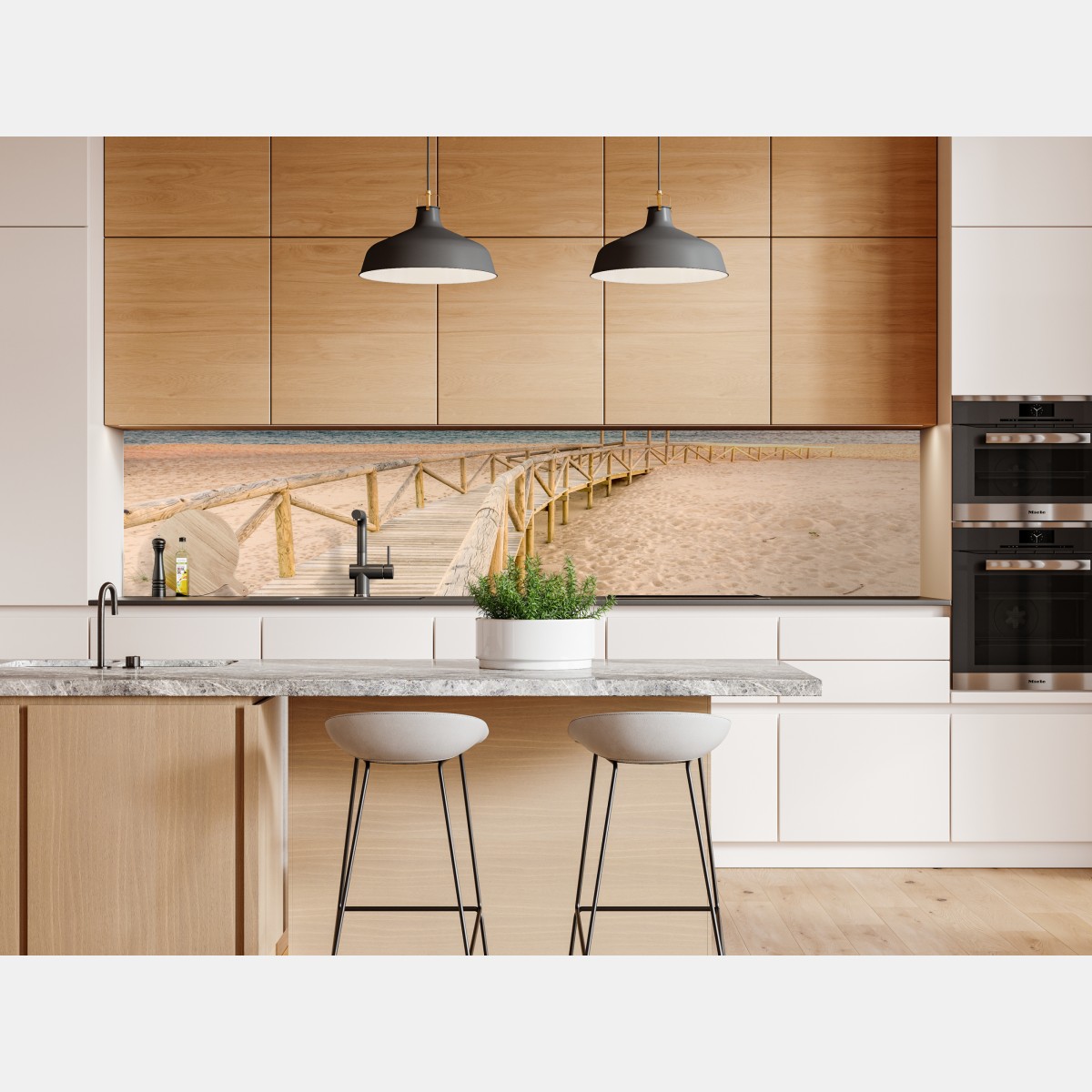 Naklejka repozycjonowalna drewniany pomost na plaży Trafalgar o zachodzie słońca – Wallissimo® Naklejka repozycjonowalna drewniany pomost na plaży Trafalgar o zachodzie słońca – Wallissimo®