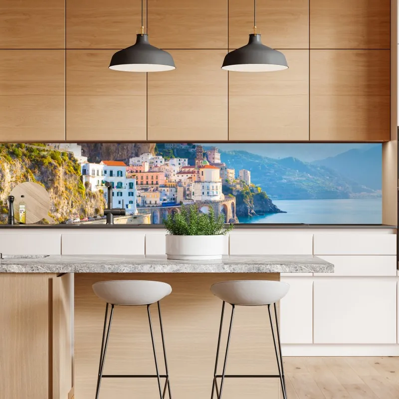 Naklejka repozycjonowalna zimowy las brzozowy ze złotym świtem – Wallissimo®